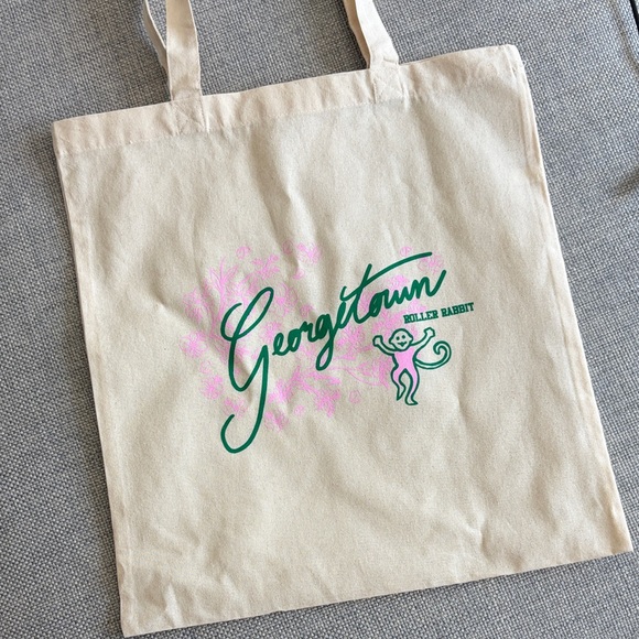 Roller Rabbit Handbags - 2026 Limited Edition Georgetown DC Popup Roller Rabbit Beige Graphic Tote Bag